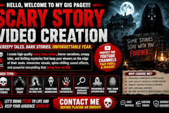create ai scary story videos, horror, creepy stories, mysterious youtube videos