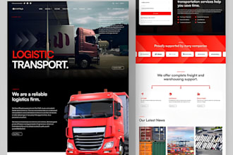 design logistic website, cargo, courier, transport, dispatch, trucking website