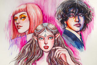 draw custome couple portrait in anime, fantasy or realistic style