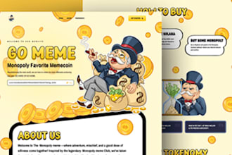 meme landing page, meme coin website, crypto meme website, memecoin, crypto meme