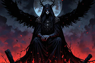 create a dark art illustration for album covers and more