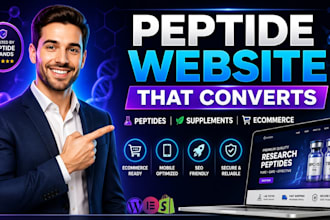 do research peptide website design woocommerce peptide store supplement website