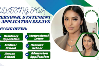 edit personal statement, statement of purpose, motivation letter,residency essay