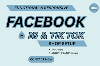 set up tiktok shop instagram shop facebook shop or shopify dropshipping store