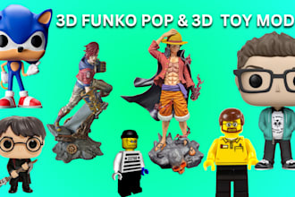design 3d cute, 3d toy model, 3d lego, 3d funko pop, action figure in blender
