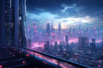 draw cyberpunk futuristic city landscape or sci fi concept