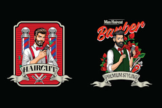 make vintage salon hair cut barbershop logo