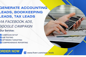 generate targeted accounting lead, bookkeeping leads, tax leads via facebook ads