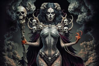 create dark art, horror or skull artworks illustration
