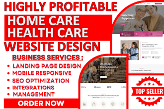 design home care health care elderly care assisted living landing page website