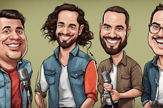 do cartoon caricature podcast cover art