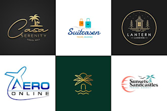 do minimalist resort, beach, hotel, tourism, travel agency logo design 12 hours