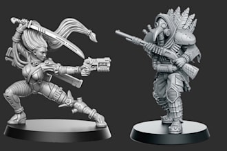 do 3d miniature 3d sculpt in stl file warhammer 40k dnd character art sculpture