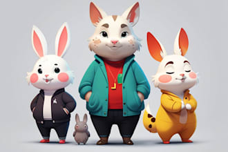 draw cute cartoon characters, animal character