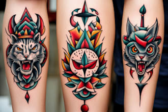 create a traditional or old school style tattoo design