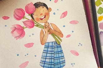 do a hand painted watercolor character