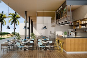be your 3d cgi sketchup,3d restaurant, livingroom,cafe, bar,gym office rendering