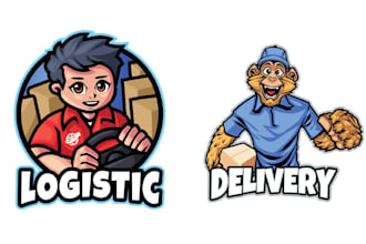 design amazing cartoon mascot courier service logo