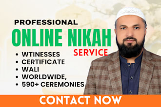 perform online nikah provide witnesses, wali and certificate