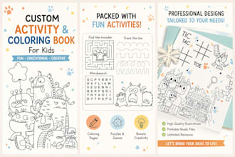 create activity, coloring books ,worksheets for kids