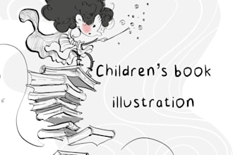 do monochrome line art illustrations for books