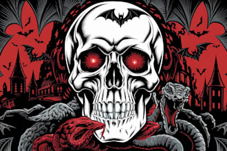 make dark art, horror or skull illustration tshirt design