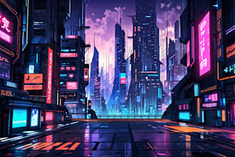 do futuristic cyberpunk city landscape or sci fi concept