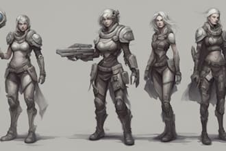 draw fantasy scifi custom characters and concept