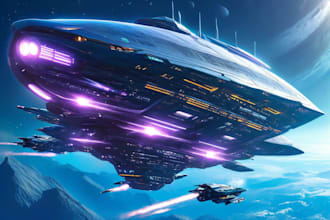 design spaceship, sci fi illustration and sci fi art