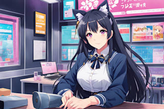 draw concept art for your vtuber and wallpaper in my anime style