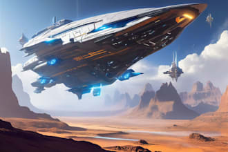 create concept art for spaceships and sci fi vehicles