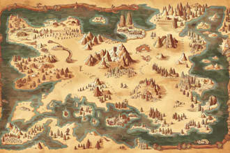 make a fantasy map illustration or site in illustrator