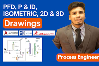 create industrial pid, pfd, 2d and 3d technical drawings in autocad