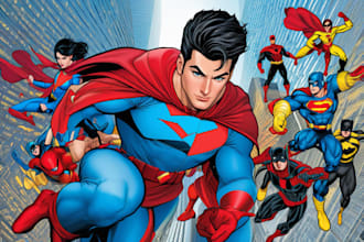 draw you into superhero comic cartoon character