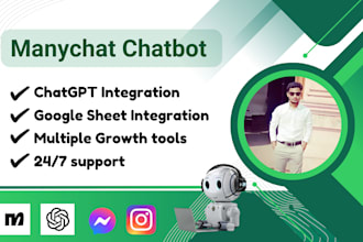 create manychat chatbot for leads, sales, customer support