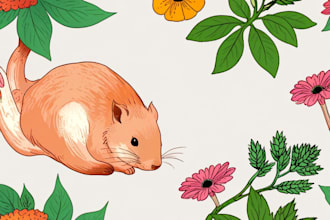 draw an animal and botanical illustration