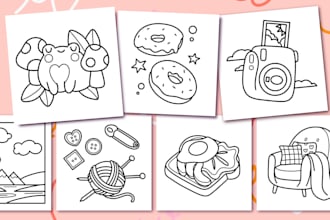 draw digital coloring book pages for children or adults