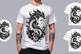 do t shirt design with traditional tattoo in my style