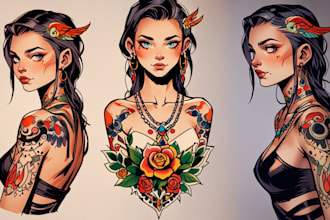 custom american traditional tattoo design old school style