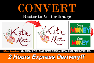 do raster to vector tracing and convert logo to vectorize