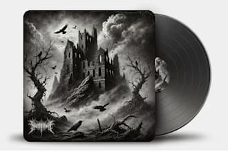 design a black dark metal album cover artwork
