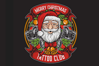 do christmas santa mascot logo for festive holiday rebrand