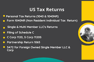 prepare and e file US tax returns for individual and business 1040, 1120, 1065