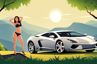 make amazing vector car portrait form your car