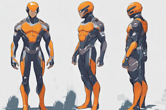 create concept art superhero character for comics cartoon
