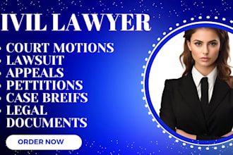 draft your lawsuit, court motion, appeal  and legal documents as a lawyer