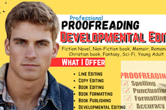 proofread, developmental edit fantasy fiction novel, nonfiction book editor