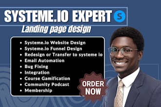 design landing page systeme io sales funnel clickfunnels website systeme io