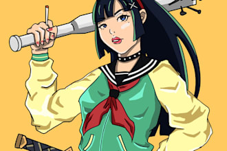 illustrate scifi anime style illustration