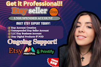 create etsy seller account, setup unsuspended etsy account with digital listing